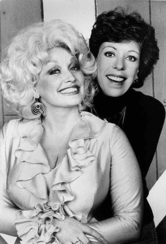 Carol Burnett and Dolly Parton in a 1980 publicity photograph